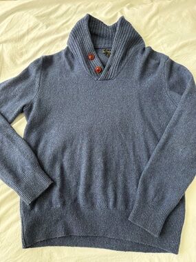J. Crew Navy Shawl-Collar Button Turtleneck Sweater